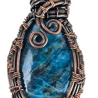 Copper Wire Wrapped Apatite Pendant: Handmade OOAK Gemstone Jewelry