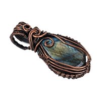 Copper Wire Wrapped Labradorite Pendant: Handmade Gemstone Necklace
