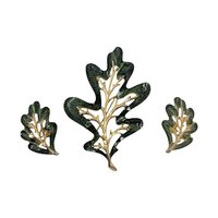 Vintage Sarah Coventry Leaf Jewelry Set: 1960s Brooch Clip On Earrings
