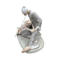 Vintage 1980s Paul Sebastian Figurine: Porcelain Pierrot and Ballerina Statue