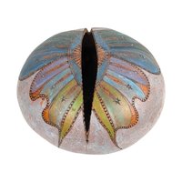 Vintage Folk Art Gourd Bowl: Carved Celestial Art