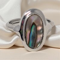 Vintage Avon Abalone Shell Ring: Silver Tone Adjustable Band
