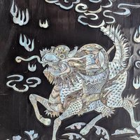 Set of 4 Vintage Korean Abalone Panels: Four Auspicious Creatures Art