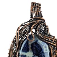 Vintage Copper Sodalite Pendant: Artisan Wire Wrapped Gemstone Jewelry