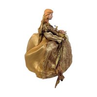Vintage 1990s Gold Angel Tree Topper: JCPenney Kneeling Figure