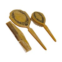 Vintage 1930s Celluloid Vanity Set: Art Deco Dresser Mirror and Brush