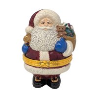 Vintage Santa Trinket Box: Ceramic Hinged Holiday Keepsake Box