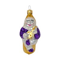 Vintage Pierrot Clown Ornament: Italian Style Blown Glass Musician Figure