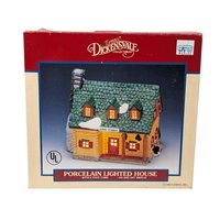 Vintage 1993 Lemax Log Cabin: Dickensvale Porcelain Lighted House