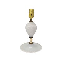 Vintage Milk Glass Hobnail Lamp: Mid Century Boudoir Light White Accent Lighting