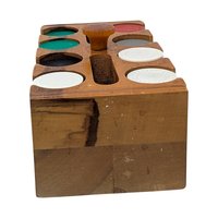 Vintage 1970s Poker Chip Caddy: Wooden Rack with Game Chips