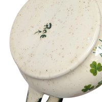 Vintage Irish Shamrock Tea Set: Pottery Teapot, Creamer, and Sugar