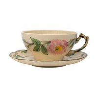 Vintage Franciscan Desert Rose Cup: Hand Painted USA Pottery Saucer Set