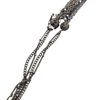 Vintage Gunmetal Tassel Necklace: Black Stone Art Pendant