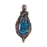 Copper Wire Wrapped Apatite Pendant: Handmade OOAK Gemstone Jewelry