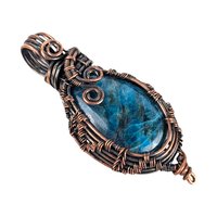 Copper Wire Wrapped Apatite Pendant: Handmade OOAK Gemstone Jewelry