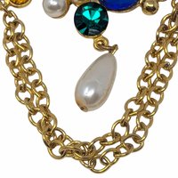 Vintage 80s Maximalist Brooch: Couture Style Jewel & Pearl Dangle Pin