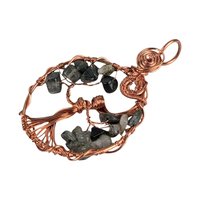 Tree of Life Pendant: Green Hair Quartz Copper Wire Goddess Jewelry