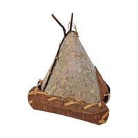 Vintage Handmade Birch Bark Ornaments: Teepee and 8 Canoe Set