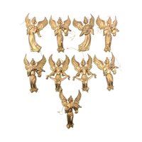 Vintage Gold Plastic Angel Ornaments: Set of 9 Holiday Decorations