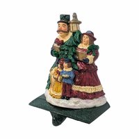 Vintage Village Carolers Family Stocking Holder: Resin Victorian Christmas Mantle Decor
