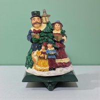 Vintage Village Carolers Family Stocking Holder: Resin Victorian Christmas Mantle Decor