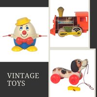 Vintage 1960s Fisher-Price Toy Lot: Humpty Dumpty, Chug-Chug Train, and Little Snoopy