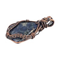 Copper Wire Wrapped Sodalite Pendant: Handmade Artisan Blue Gemstone Jewelry