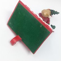 Vintage Santa Claus Stocking Holder: Handpainted Resin with Cardinal Birds Christmas Mantle Decor