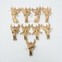 Vintage Gold Plastic Angel Ornaments: Set of 9 Holiday Decorations