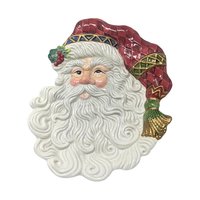 Vintage Fitz and Floyd Santa Face Plate: Ceramic Christmas Cookie Platter