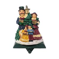 Vintage Village Carolers Family Stocking Holder: Resin Victorian Christmas Mantle Decor