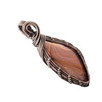 Handmade Tan Agate Copper Wire Wrapped Pendant: Antiqued Jewelry Focal