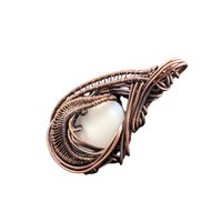 White Shell Copper Pendant: Handmade Wire Wrapped Teardrop Necklace