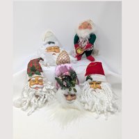Vintage Christmas Choice: Plush Santa Heads Plastic Face & Elf Baker