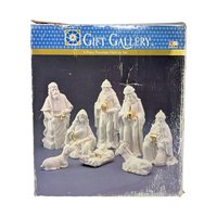 Vintage Porcelain Nativity Set: 8 Piece Christmas Scene