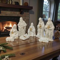 Vintage Porcelain Nativity Set: 8 Piece Christmas Scene