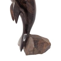 Vintage Hand Carved Ironwood Dolphin: Wooden Nautical Statue