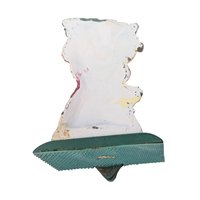 Vintage Cast Iron Santa Stocking Holder: Heavy Painted Christmas Mantel Decor