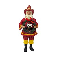 Vintage Firefighter Santa Claus Figurine: Fabriche Style Stiffened Fabric