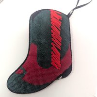 Vintage Handmade Needlepoint Ornament Set: Cross Stitch Christmas Decor