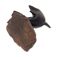 Vintage Hand Carved Ironwood Dolphin: Wooden Nautical Statue