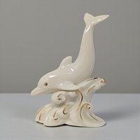 Vintage Lenox Porcelain Dive of the Dolphin Figurine: 24k Gold Accents
