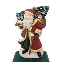 Vintage Cast Iron Santa Stocking Holder: Heavy Painted Christmas Mantel Decor