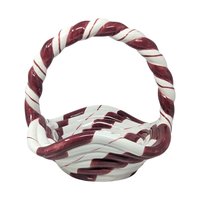 Vintage Lillian Vernon Ceramic Candy Basket: Red White Swirl Christmas Decor