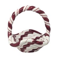 Vintage Lillian Vernon Ceramic Candy Basket: Red White Swirl Christmas Decor