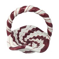 Vintage Lillian Vernon Ceramic Candy Basket: Red White Swirl Christmas Decor