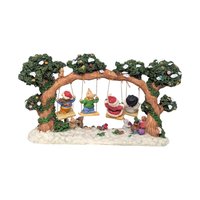Vintage Resin Christmas Swing Figure: Santa Snowman Teddy Bear