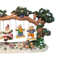 Vintage Resin Christmas Swing Figure: Santa Snowman Teddy Bear