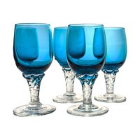 Mid-Century Blue Glass Decanter and Cordial Glass Set